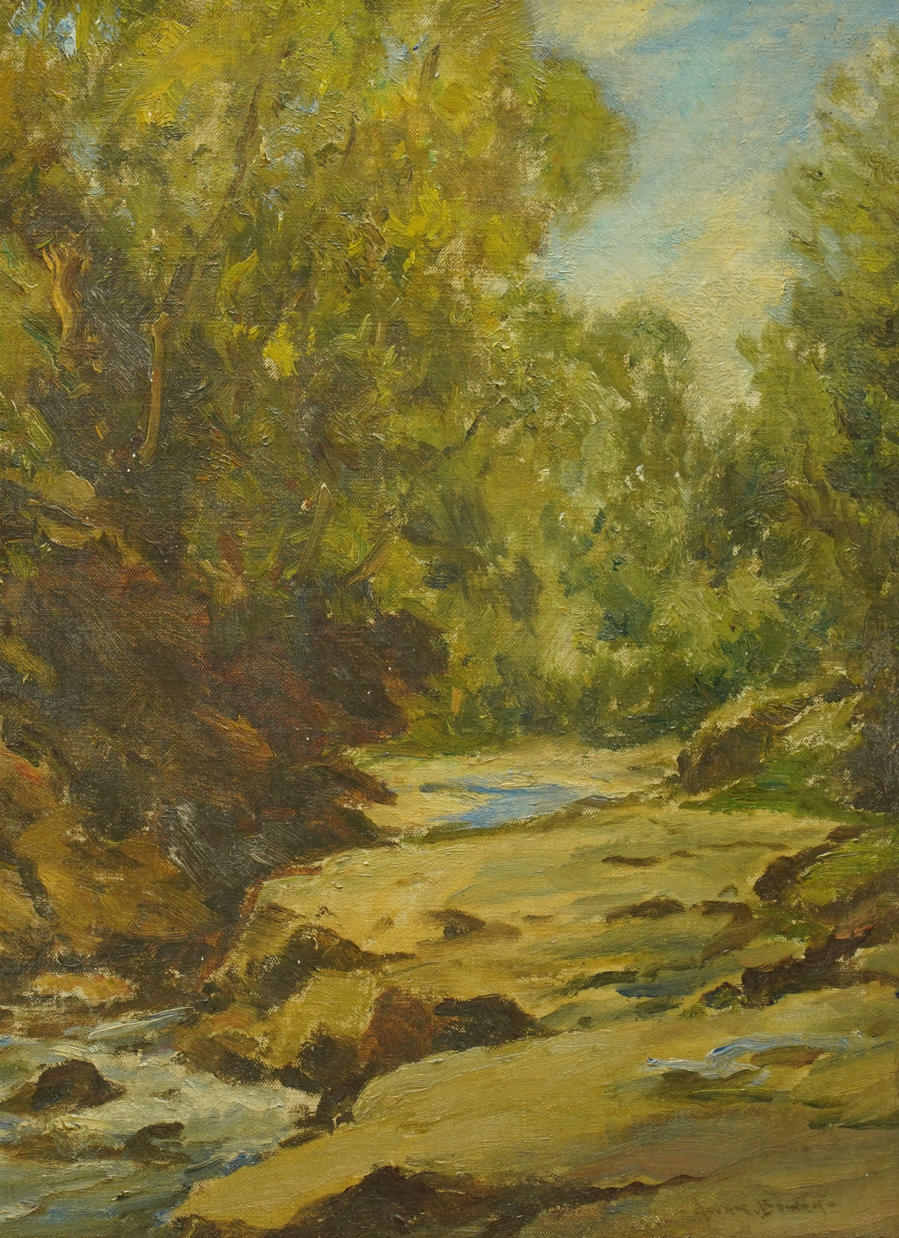 Owen Bowen (Staithes Group 1873-1967): Howsteane Gorge - Upper Nidderdale North Yorkshire, oil on board signed 39cm x 29cm