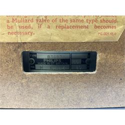 1950s Philips valve radio model B3G63A in brown Bakelite case, W42cm D21cm H30cm, together with 1950s Cossor Melody Maker model 524 radio and 1950s Grundig model 2041, tallest H35.5cm