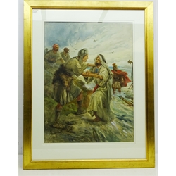  The Greeting, watercolour signed by Evelyn Stuart Hardy (British 1866-1935) 68cm x 51cm  