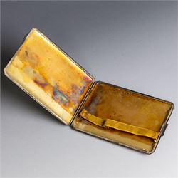 1930s silver cigarette case, with engine turned decoration and engraved initials to the top left hand corner, hallmarked Frederick Field, Birmingham 1931