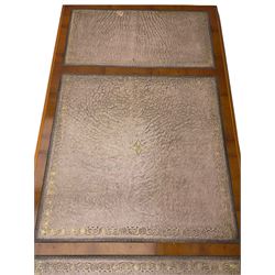 Bevan Funnell reprodux Georgian style yew wood library table, with leather top 