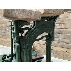 Two pairs of Victorian cast iron potato scales, one damaged with a 5kg weight