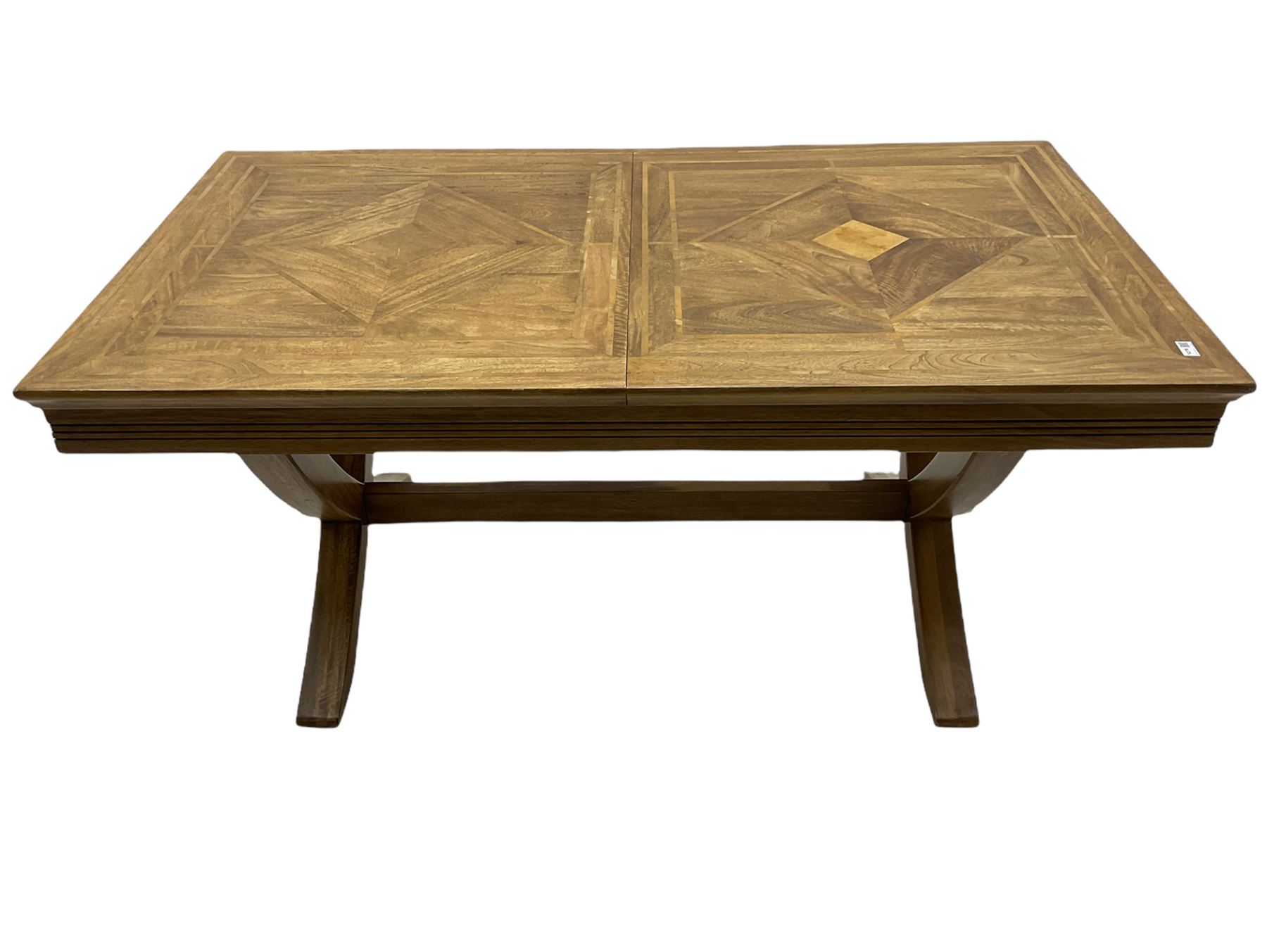 Willis & Gambier - mango wood and flagstone extending dining table with additional leaf, and set six dining chairs 