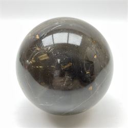 Brown mottled marble sphere,  with earthy undertones, D10cm