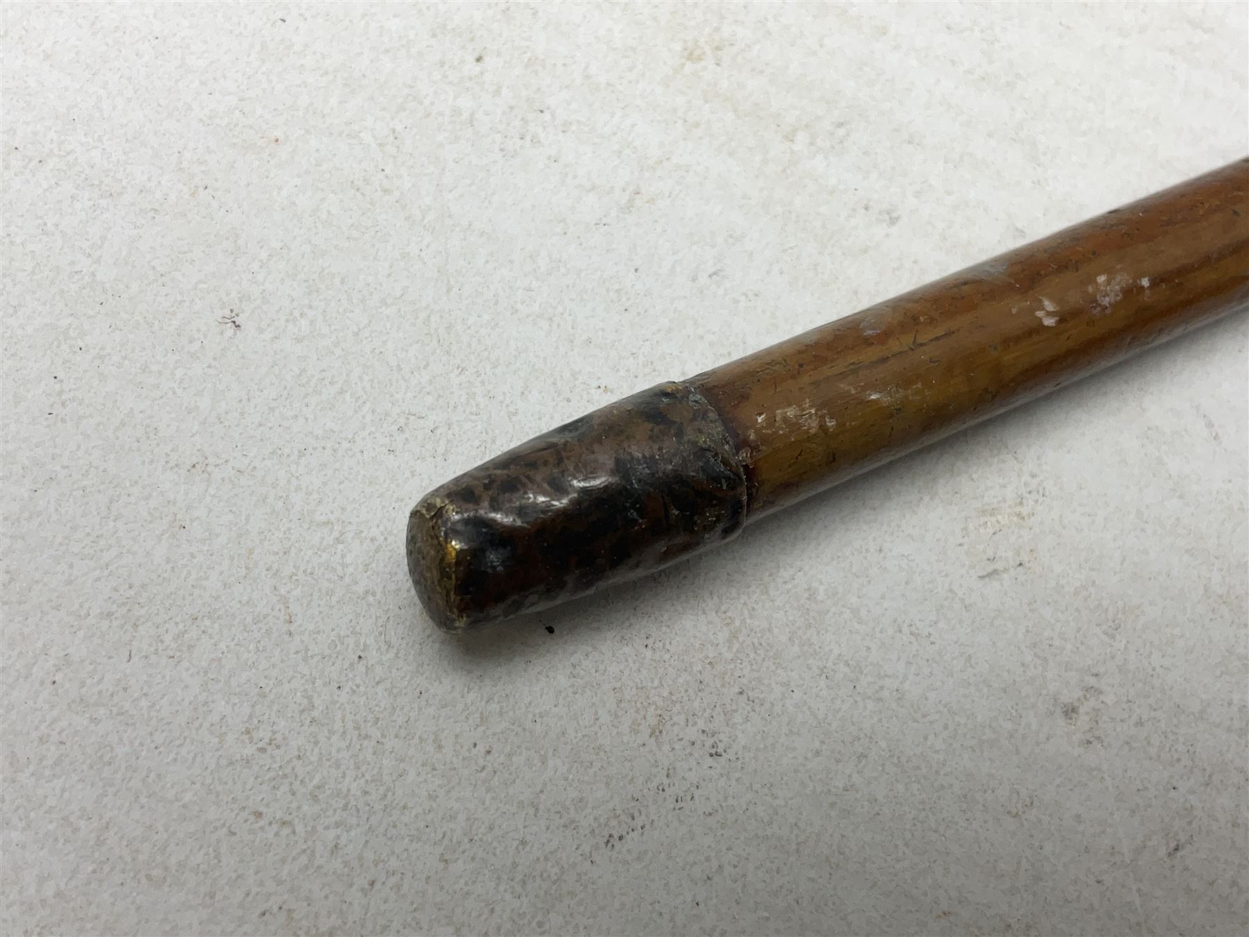Three military swagger sticks - 14th Foot West Riding POWO Regiment; Northern Cyclist Battalion; both with regimental crests; and another with spherical terminal inscribed L/Cpl. Boycott P.M. WC. C.C.F. 7th Dec. 1960 (Combined Cadet Force?); all with plated mounts (3)
