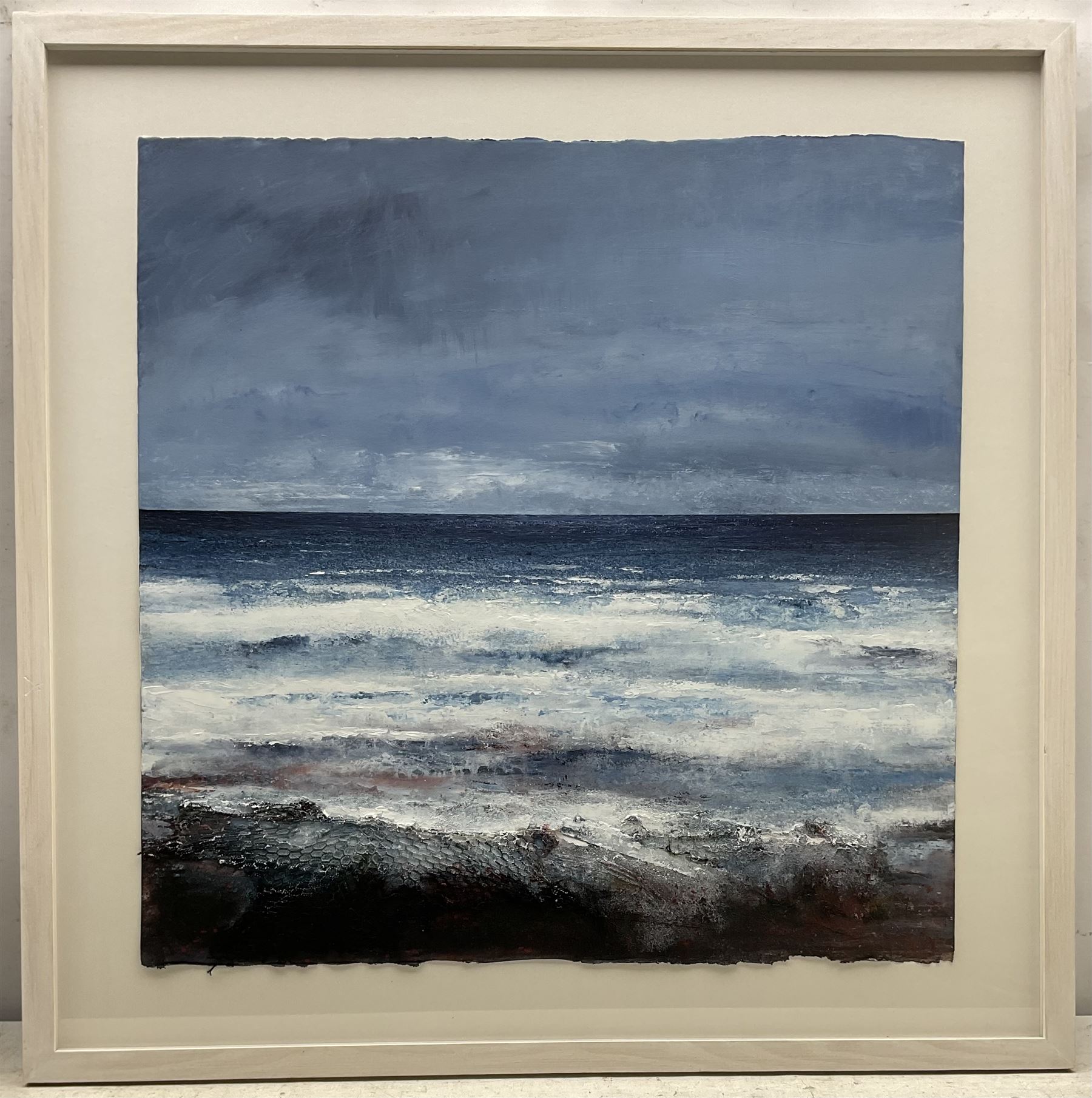 John Thornton (Northern British 1944-): 'Tide on the Turn', mixed media and collage signed twice, titled and signed verso 56cm x 56cm