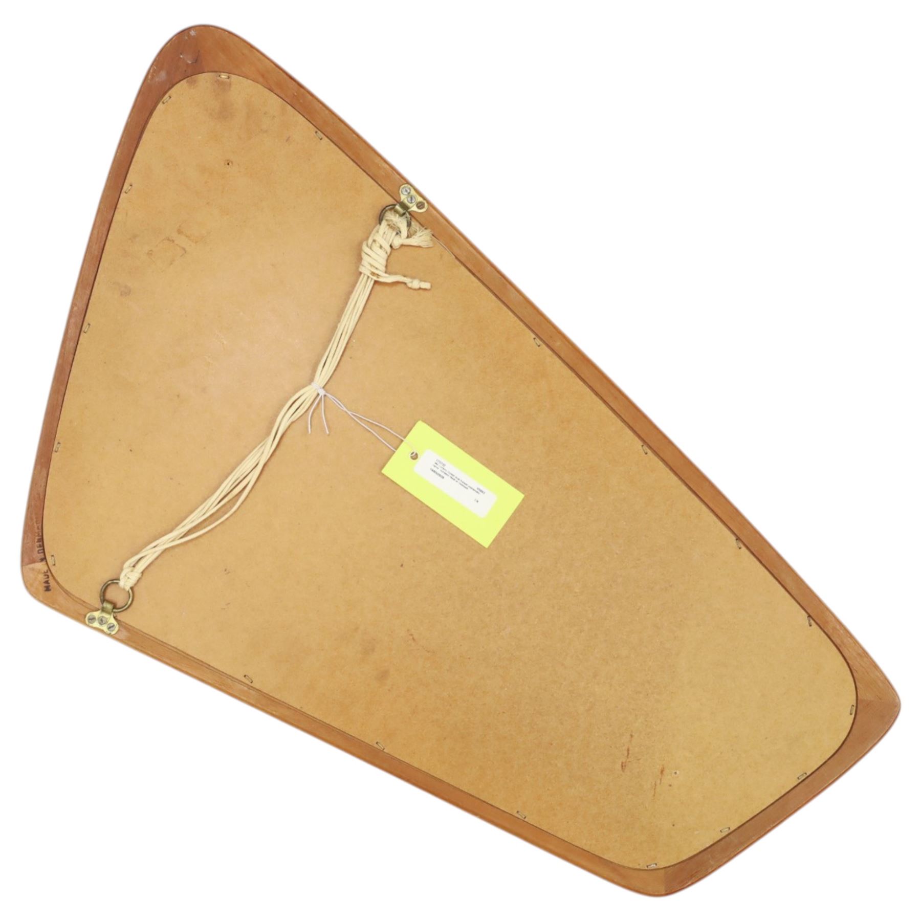 Mid 20th century Danish teak framed asymmetric mirror, stamped 'Made in Denmark' on the back