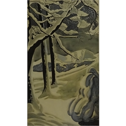 Anna Katrina Zinkeisen (Scottish 1901-1976): Winter Landscape, gouache signed 28cm x 16cm Notes: Anna and her sister were commissioned in 1935 to create murals on the Queen Mary, some of which can still be seen in the Veranda Grill Room  DDS - Artist's resale rights may apply to this lot     