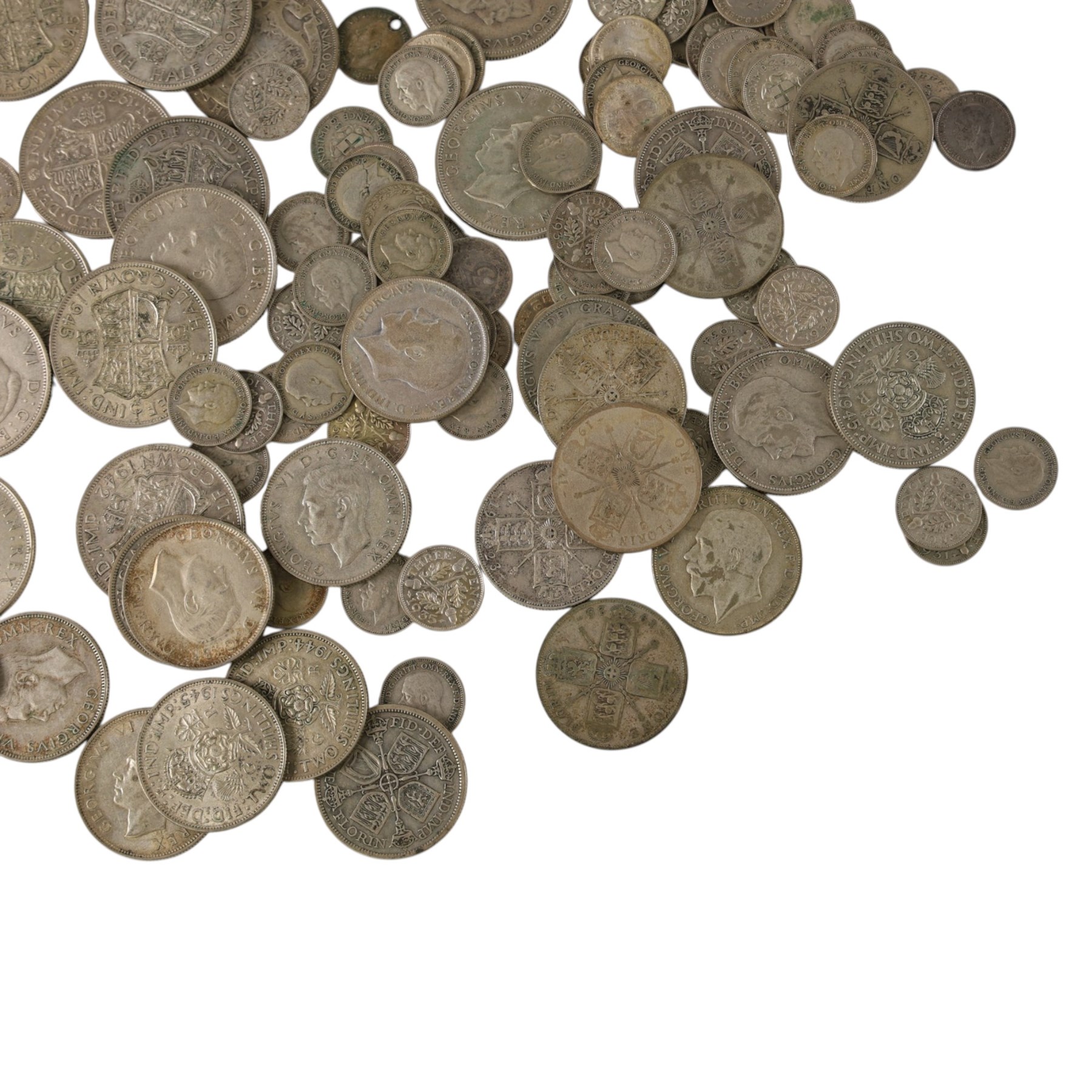 Approximately 560 grams of Great British pre-1947 silver coins