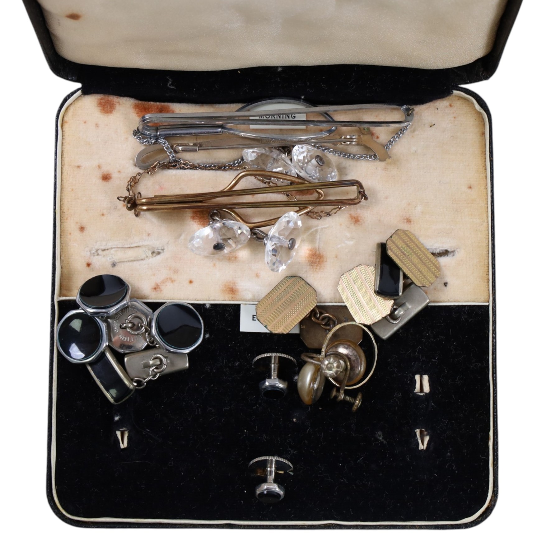 Collection of costume jewellery, including brooches and beaded necklaces, together with wristwatches including Vivela, Accurist and Delma examples, Ingersoll Triumph pocket watch etc