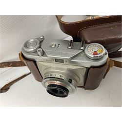 Wirgin Edixa camera body with 'Enna Werk Munchen Ennagon 1:2.8/45' lens, together with Greenkat telescope etc