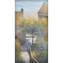 Robert Brindley (British 1949-): 'Towards the Beach - Runswick Bay', watercolour signed, titled and dated 13/05/02 verso 33cm x 17cm