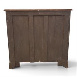 19th century mahogany chest, two short over three long drawers with pierced brass handles, raised on bracket feet 