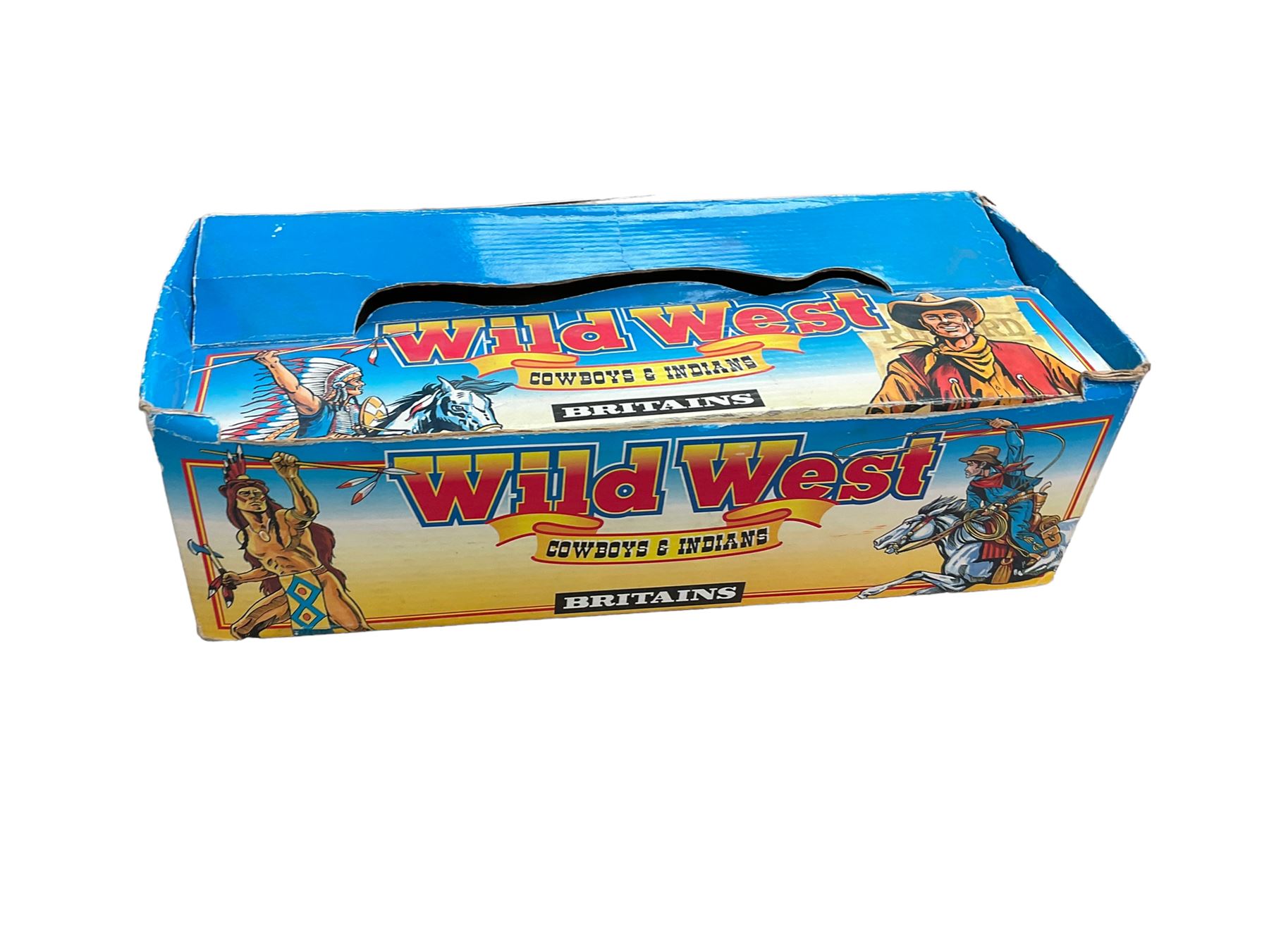 Collection of vintage toy boxes, including Britain's Wild West Cowboys and Indians, Deetail, etc