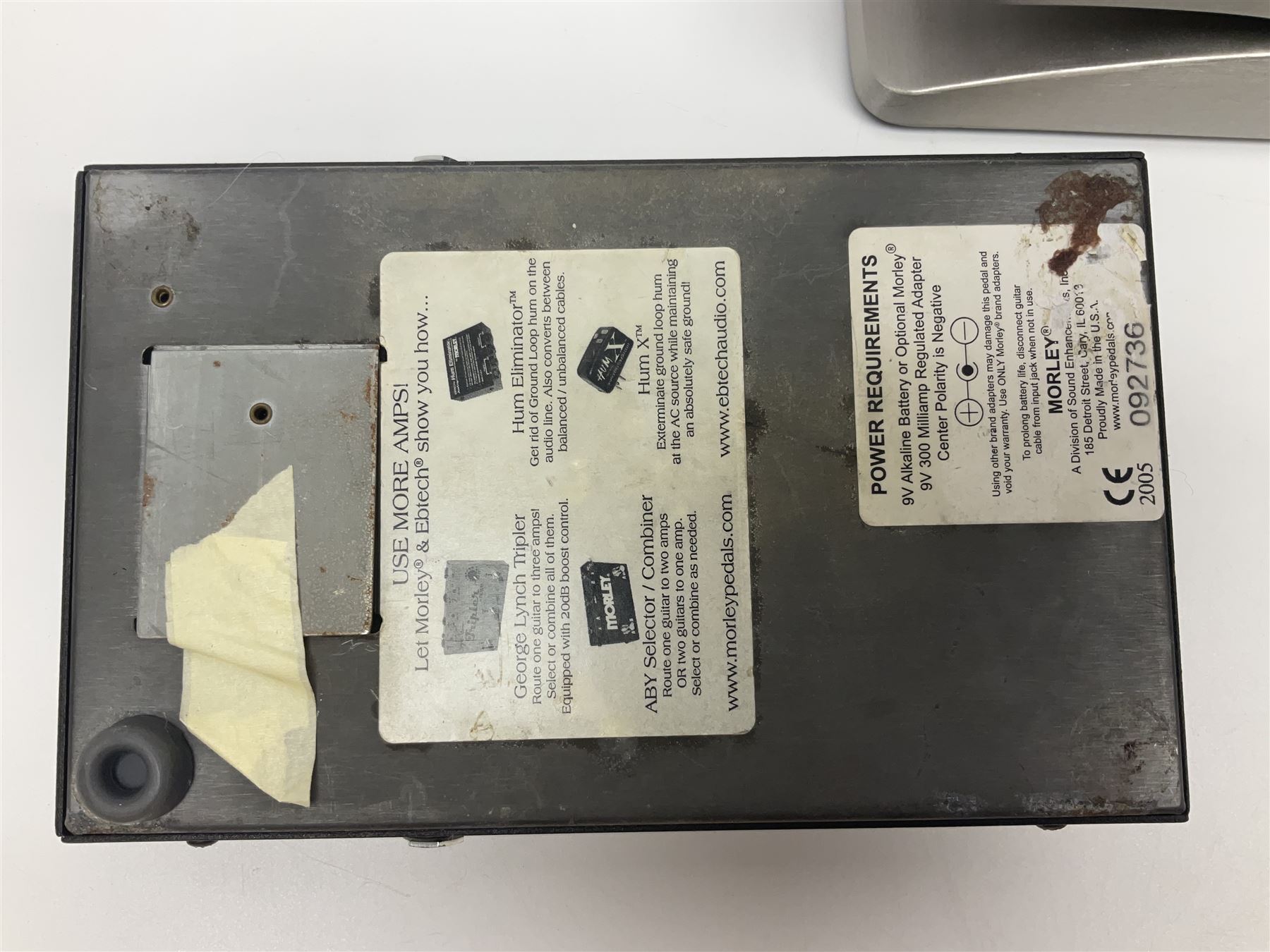 Dunlop Volume Pedal, Morley Pro Series Volume pedal, Behringer TU300 Chromatic Tuner, Sealey Digital multimeter etc; in Antler carrying case