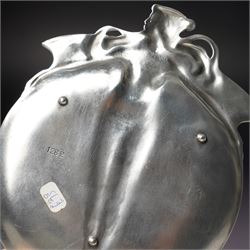 Art Nouveau pewter dish by Achille Gamba, modelled in the form of a female with arms outstretched, impressed no. 1282, H18cm 