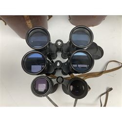 Ten cased pairs of binoculars, to include Ross London Steplux 7x50, Ross Solaross 16x60, Crescent zoom 7x- 12x50, Hilkinson 20x60,  Ross Stepnada 7x30,  Philo 10x50 etc