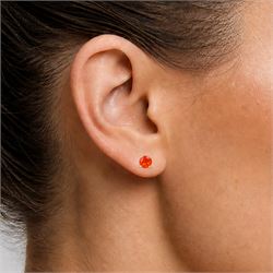 Pair of 9ct gold fire opal stud earrings, stamped 375