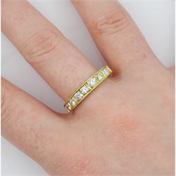 18ct gold channel set seven stone round brilliant cut half eternity ring, London 1988, total diamond weight approx 0.40 carat
