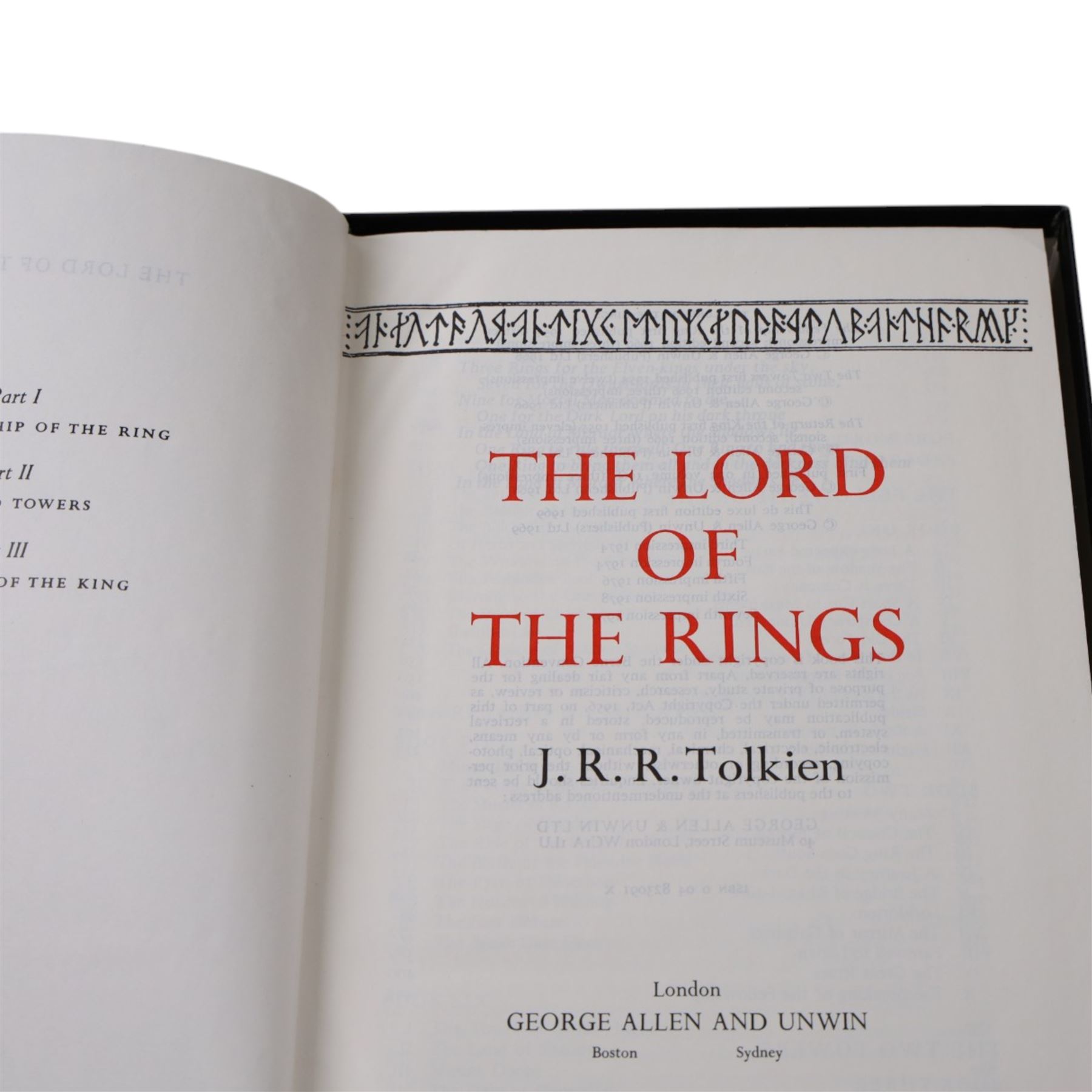 J.R.R Tolkien; Lord of the Rings and Hobbit De Luxe Editions, George Allen and Unwin, London, 1979