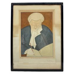 Edmond Xavier Kapp (British 1890-1978): ‘The Hon Mr Justice Avory’ ‘Sir Edward Marshall-Hall’ Judges, two lithographs one signed in pencil and dated 1925,  together with a similar watercolour max 28cm x 20cm (3)