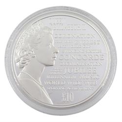 Queen Elizabeth II Bailiwick of Guernsey 2015 'Reflections of a Reign' silver proof  ten pound coin, 155.53 grams of sterling silver, cased with certificate