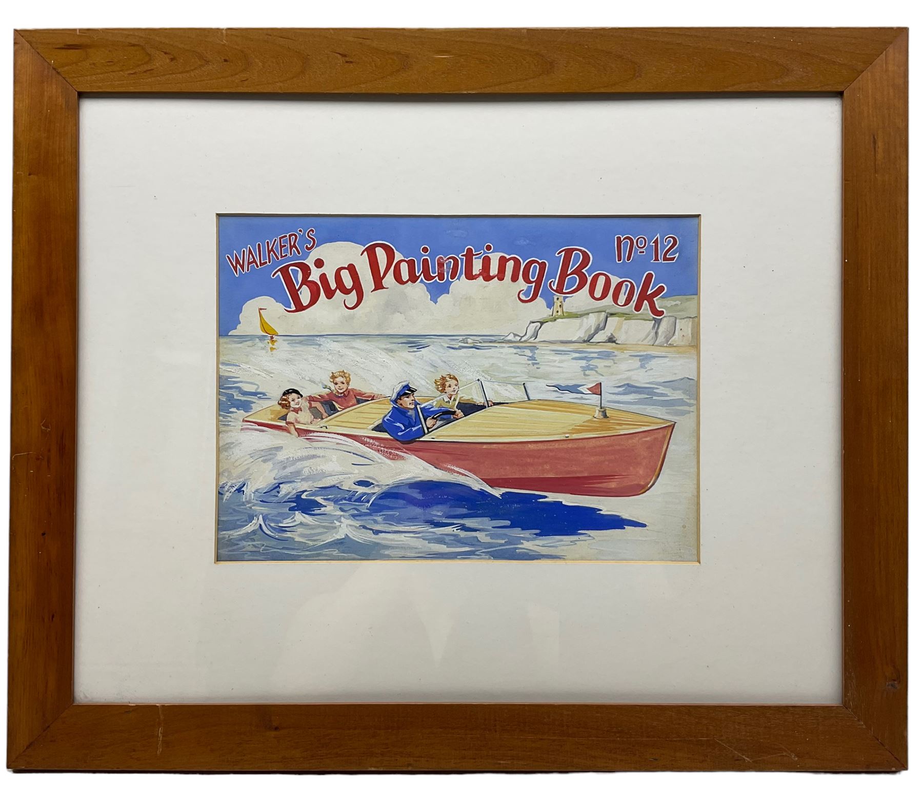 Madge Williams (British 1903-1986): 'My Baby's Got Rhythm', gouache signed together with 'Walkers Big Painting Book Number 12' 'Bumping Boats' 'Attracted to Bouys' and 'I See the Sea Now', set of four original gouache 1950's style postcard illustrations unsigned max 22cm x 31cm (5)