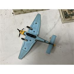 Dinky 721 Junkers JU 87B Stuka die cast model airplane, together with quantity of metal soldier figures and three miniature dolls etc