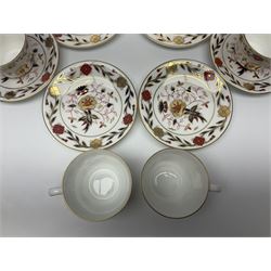 Royal Crown Derby Asian Rose pattern, tea set for four, comprising teacups, saucers and dessert plates (12)