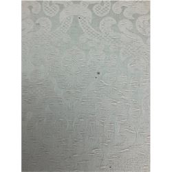 Early 20th century walnut framed American rocking chair, upholstered seat, back and arms