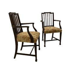 Four early 20th century Chippendale style mahogany dining chairs, and two carver chairs