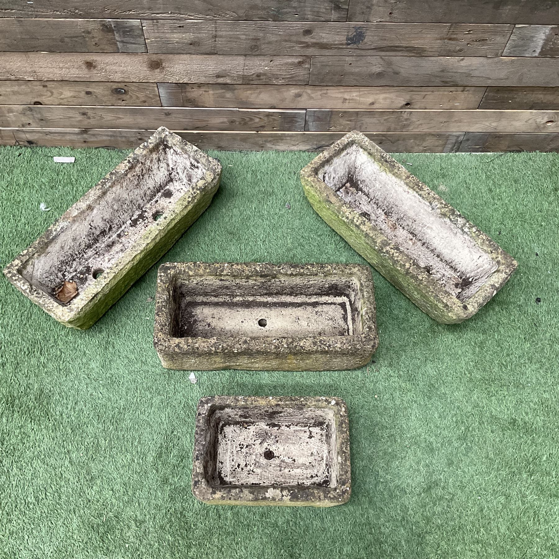 Set of four small carved stone planters  - THIS LOT IS TO BE COLLECTED BY APPOINTMENT FROM DUGGLEBY STORAGE, GREAT HILL, EASTFIELD, SCARBOROUGH, YO11 3TX