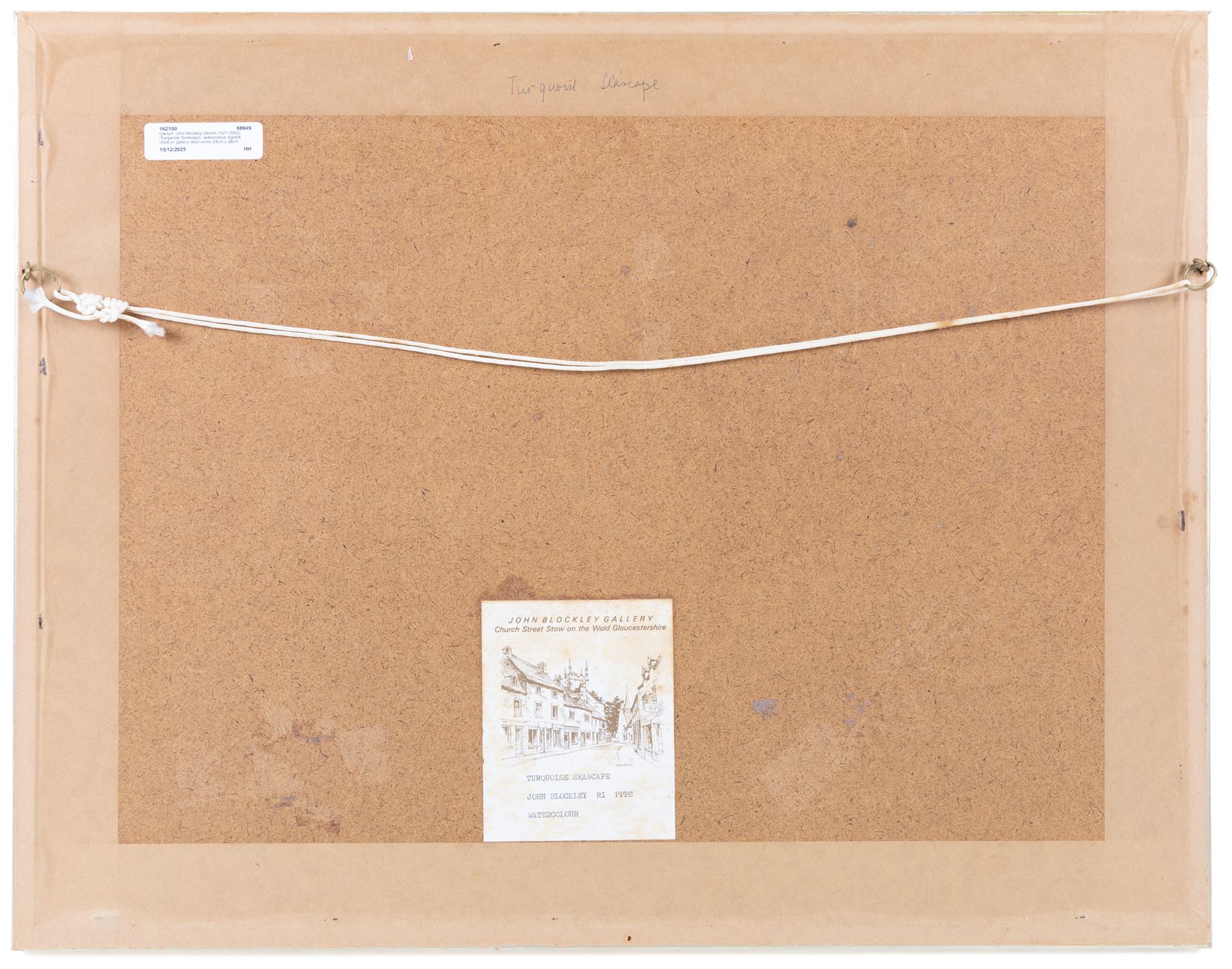 Gwilym John Blockley (British 1921-2002): 'Turquoise Seascape', watercolour signed, titled on gallery label verso 24cm x 38cm 