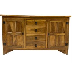 Yorkshire walnut Squirrelman sideboard, adzed top, carved squirrel signature
