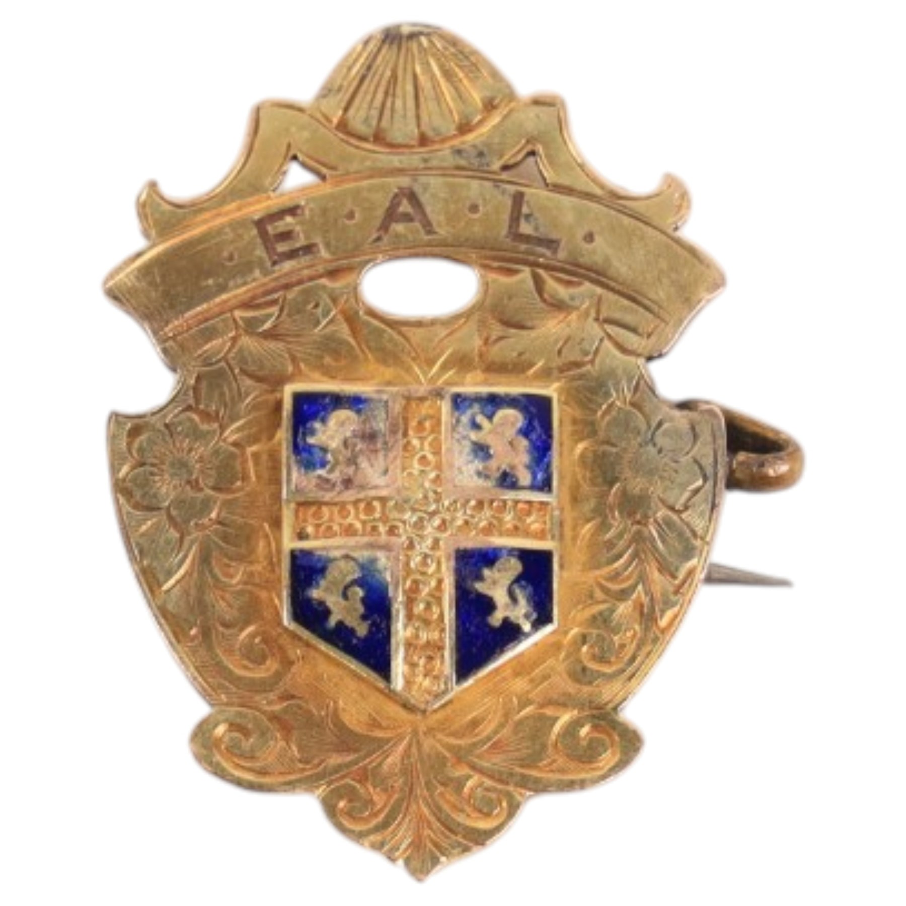 9ct gold enamel football fob/brooch, hallmarked