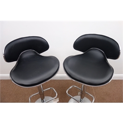  Pair chrome style finish bar stools, H102cm   