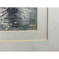 Hercules Brabazon Brabazon NEAC (British 1821-1906): The Rialto Bridge - Venice, watercolour and charcoal signed with initials 15cm x 19cm