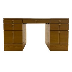 Marks and Spencer Home - light oak office desk, fitted with drawers, inset writing surface with hinged compartment