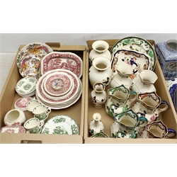 A large collection of Mason's Ironstone blue and white and red and white Vista pattern wares, to include various plates, dishes, trays, teacups, cruets, etc., plus a small quantity of Mason's Mandalay, a William Adams blue and white chinoiserie pattern twin handled bowl, vase, and plate, etc. 