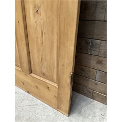 Early 20th century pine six panel door with later stained glass panels