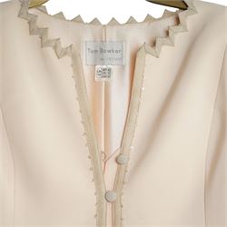 Mink coat, 1970s lamb fur trimmed coat, suede coat and Tom Bawker cream coat, and two pairs of ladies shoes approx size 8 (6)