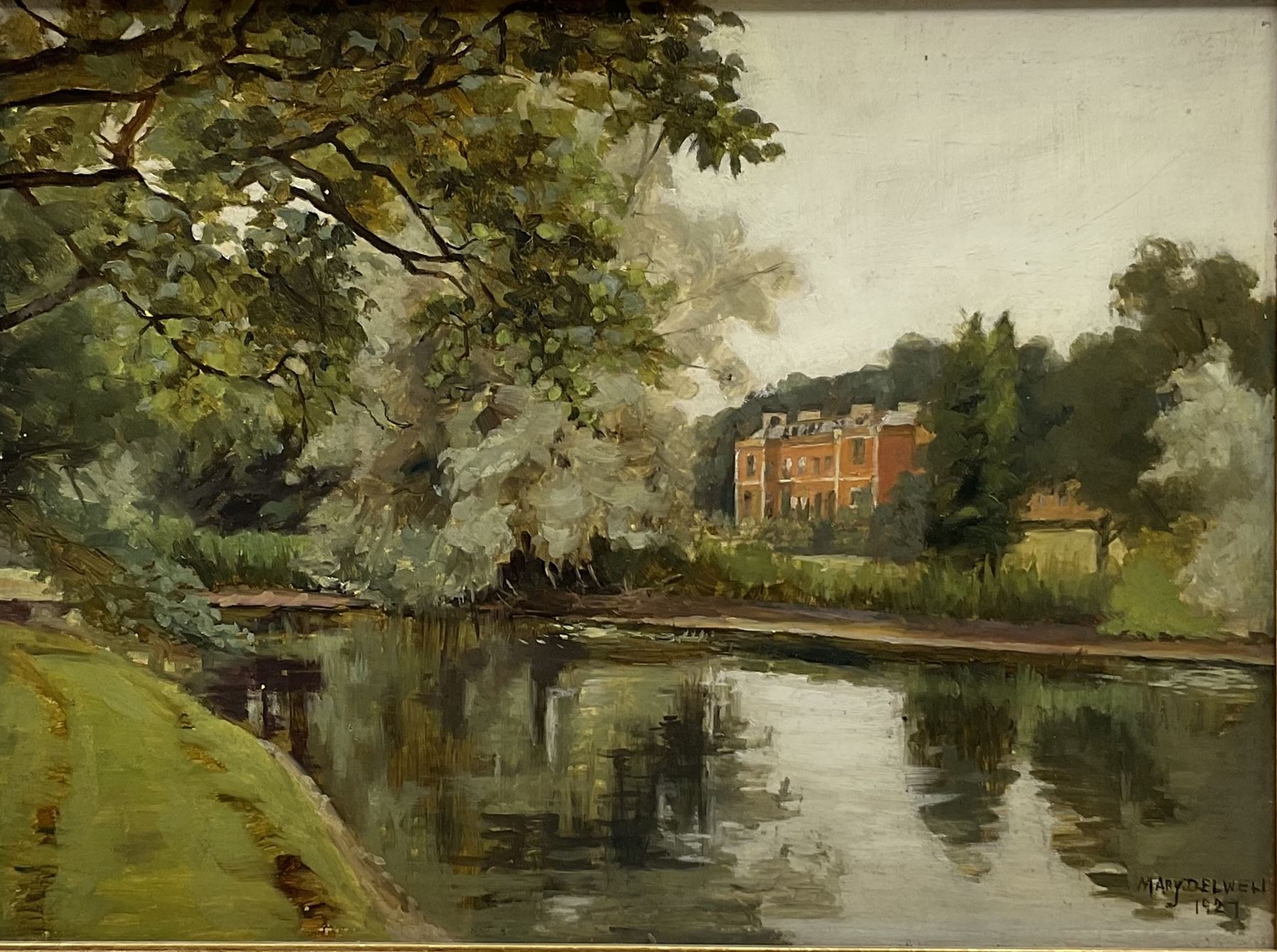 Mary Dawson Elwell (British 1874-1952): 'Thorpe Hall Rudston East Yorkshire', oil on panel signed and dated 1927, 25cm x 35cm
Provenance: East Yorkshire private collection