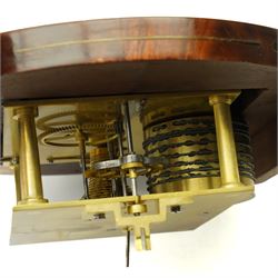 Late Regency drop dial wall clock, the white 19cm dial inscribed 'James Heselton, Beverley' with single fusee eight day movement in brass inlaid mahogany case H38cm 