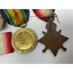 WWI pair of medals comprising British War Medal and Victory Medal awarded to 32682 Pte. W. Meadows W. Rid. R. in issue box; WWI pair of medals comprising 1914-15 Star and Victory Medal awarded to 3720 Pte. (later Cpl.) E. Petty W. York. R. with issue letter from Tank Corps; WWII group of five medals comprising 1939-45 War Medal, Defence Medal and 1939-45, Italy and Africa Stars; all with ribbons; and book of nineteen seaman's Certificates of Discharge to cook Charles Filburn 1893 - 1901 from various British ports