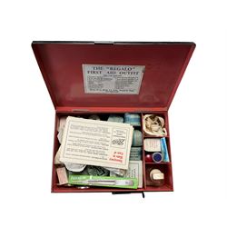 Regalo First Aid tin, together with a deed box with key, deed box H14cm, L40cm, D27cm