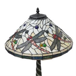 Tiffany style table lamp, with all-over dragonfly decoration, including shade H56cm