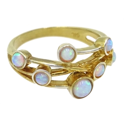 Silver-gilt multi opal stone set ring, stamped Sil