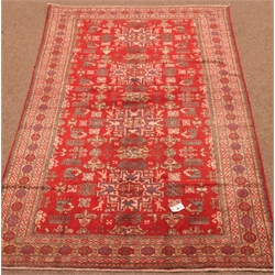  Ardabil red ground rug, repeating border, 209cm x 133cm  