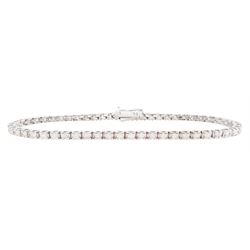 18ct white gold round brilliant cut diamond line bracelet, stamped 750, total diamond weight approx 1.40 carat
