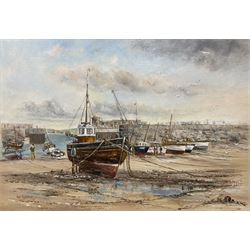 Wyn Appleford (British 1932-2016): Harbour Scene at Low Tide,  oil on canvas signed 44cm x 65cm
